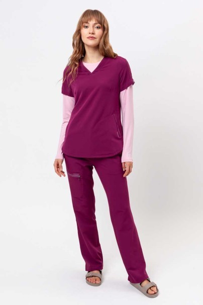 Women's Healing Hands Nisha scrub trousers wine-2
