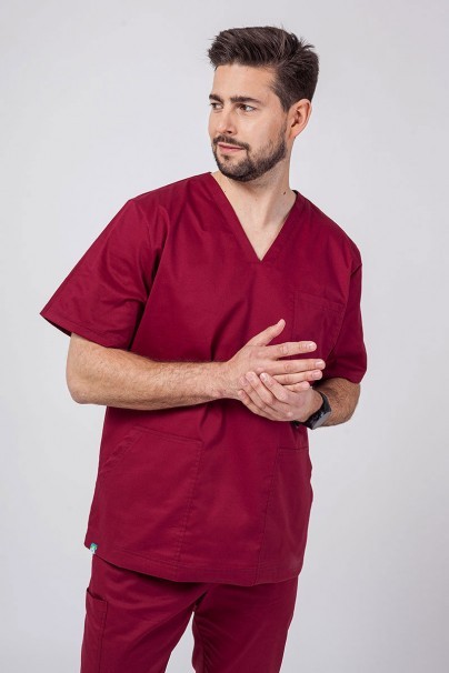 Men's Sunrise Uniforms Active scrubs set (Flex top, Flow trousers) wine-2
