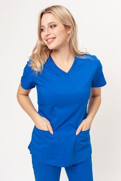 Women's Cherokee Revolution (V-neck top, Mid Rise trousers) scrubs set royal blue-2