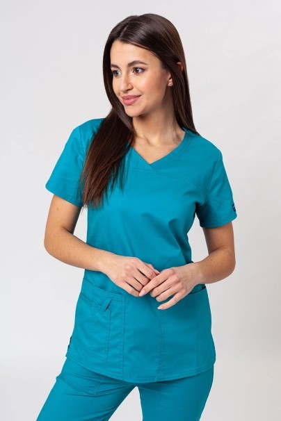 Women's Cherokee Core Stretch scrubs set (Core top, Mid Rise trousers) teal blue-2