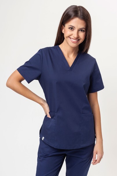 Women’s Sunrise Uniforms Basic Classic FRESH scrubs set (Light top, Regular trousers) navy-2