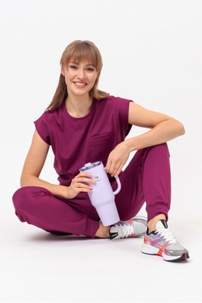 Women's Cherokee Achieve Crew Neck scrub top wine-8