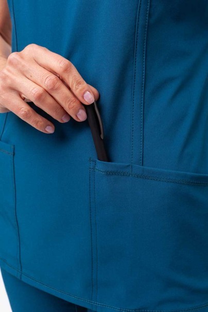 Women's Cherokee Infinity Round Neck scrub top white caribbean blue-6