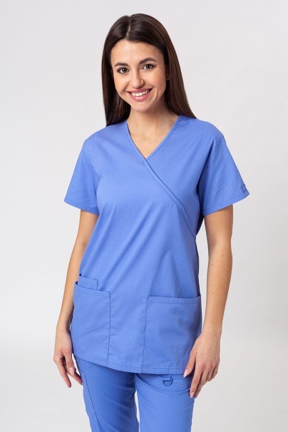 Women's Dickies EDS Signature Wrap scrubs set (Mock top, Pull-on trousers) ceil blue-2