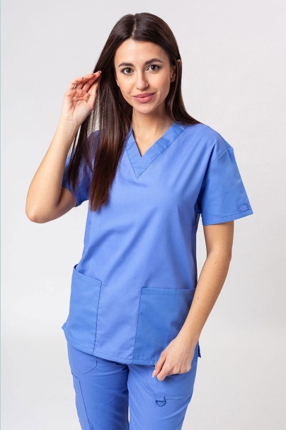 Women's Dickies EDS Signature Modern scrubs set (V-neck top, Pull-on trousers) ceil blue-2