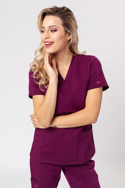 Women's Dickies Balance scrubs set (V-neck top, Mid Rise trousers) wine-2