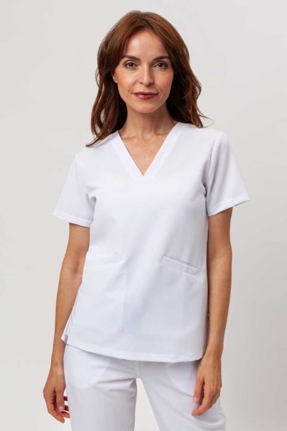 Women's Sunrise Uniforms Premium scrubs set (Aura top, Vibe jogger trousers) white-2