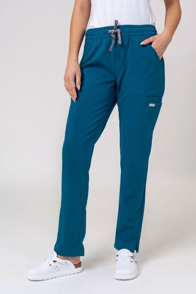 Women's Maevn Momentum scrubs set (Double V-neck top, 6-pocket trousers) caribbean blue-5