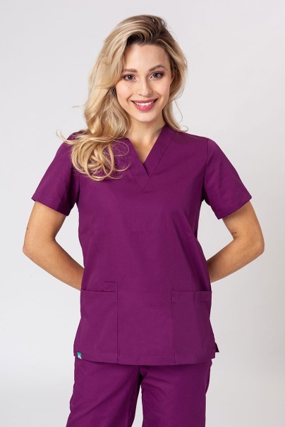 Women’s Sunrise Uniforms Basic Classic scrubs set (Light top, Regular trousers) wine-2