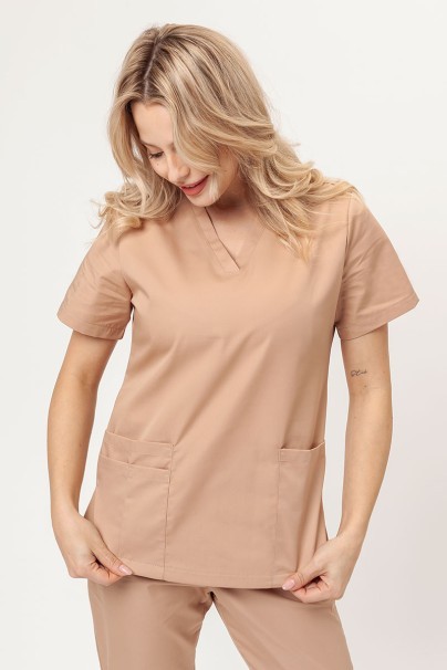 Women’s Sunrise Uniforms Basic Classic FRESH scrubs set (Light top, Regular trousers) khaki-2