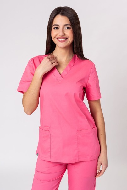 Women’s Sunrise Uniforms Basic Classic scrubs set (Light top, Regular trousers) hot pink-2