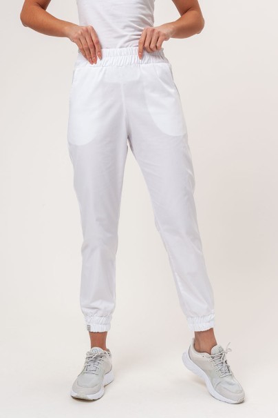 Women's Sunrise Uniforms Basic Jogger FRESH scrubs set (Light top, Easy trousers) white-6