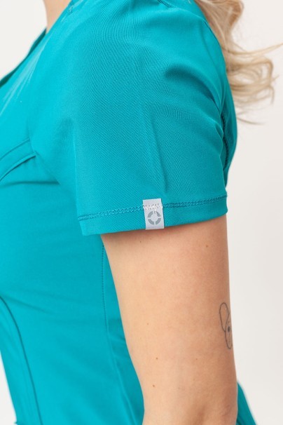 Women's Cherokee Infinity Round Neck scrub top white teal blue-5