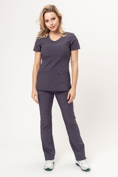 Women's Cherokee Infinity Round Neck scrub top white pewter-8