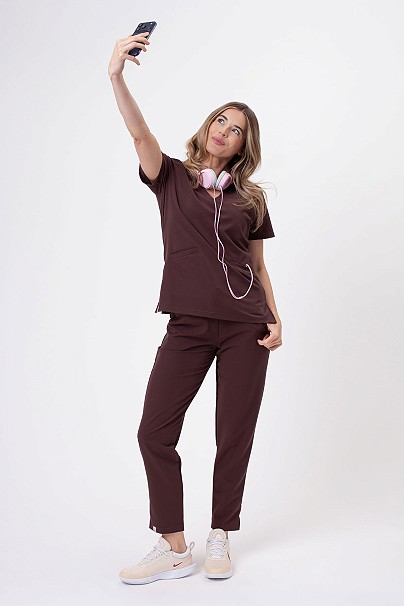 Women's Sunrise Uniforms Premium Pride scrubs set choco