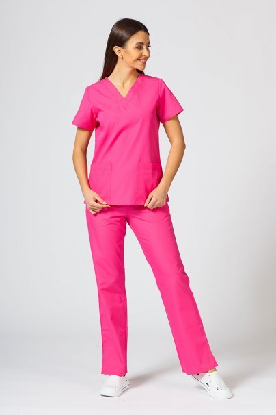 Women’s Maevn Red Panda scrub top hot pink-2