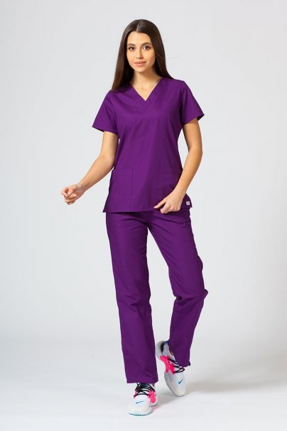 Women’s Maevn Red Panda scrub top eggplant-1