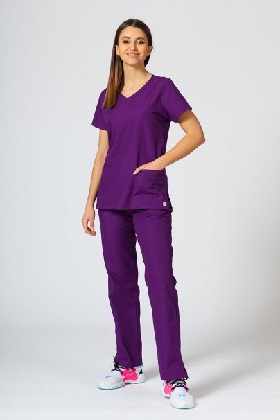 Women’s Maevn Red Panda Asymetric scrub top eggplant-2