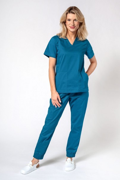 Women’s Sunrise Uniforms Active Bloom scrub top caribbean blue-4