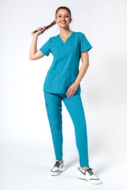 Women’s Adar Uniforms Sweetheart scrub top teal blue-5