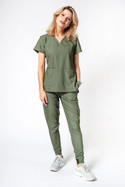 Women’s Adar Uniforms Sweetheart scrub top heather olive-5