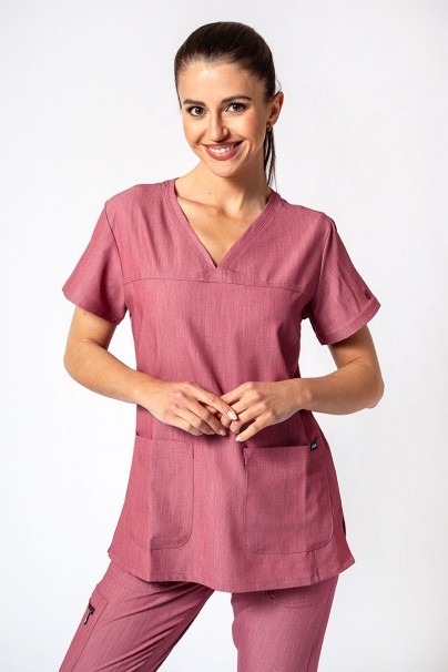 Adar Uniforms scrubs set Ultimate (with Sweetheart top – elastic) heather wine-2