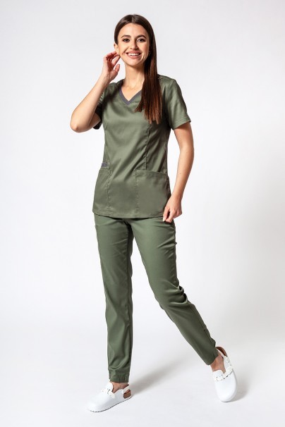 Women’s Maevn Matrix Contrast scrub top olive-7