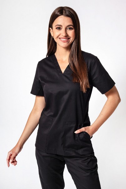 Women's Sunrise Uniforms Active III scrubs set (Bloom top, Air trousers) black-2