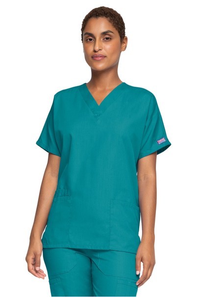 Women's Cherokee Originals scrubs set (V-neck top, N.Rise trousers) teal blue-2