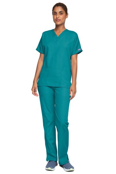 Women’s Cherokee Originals V-Neck scrub top teal blue-2
