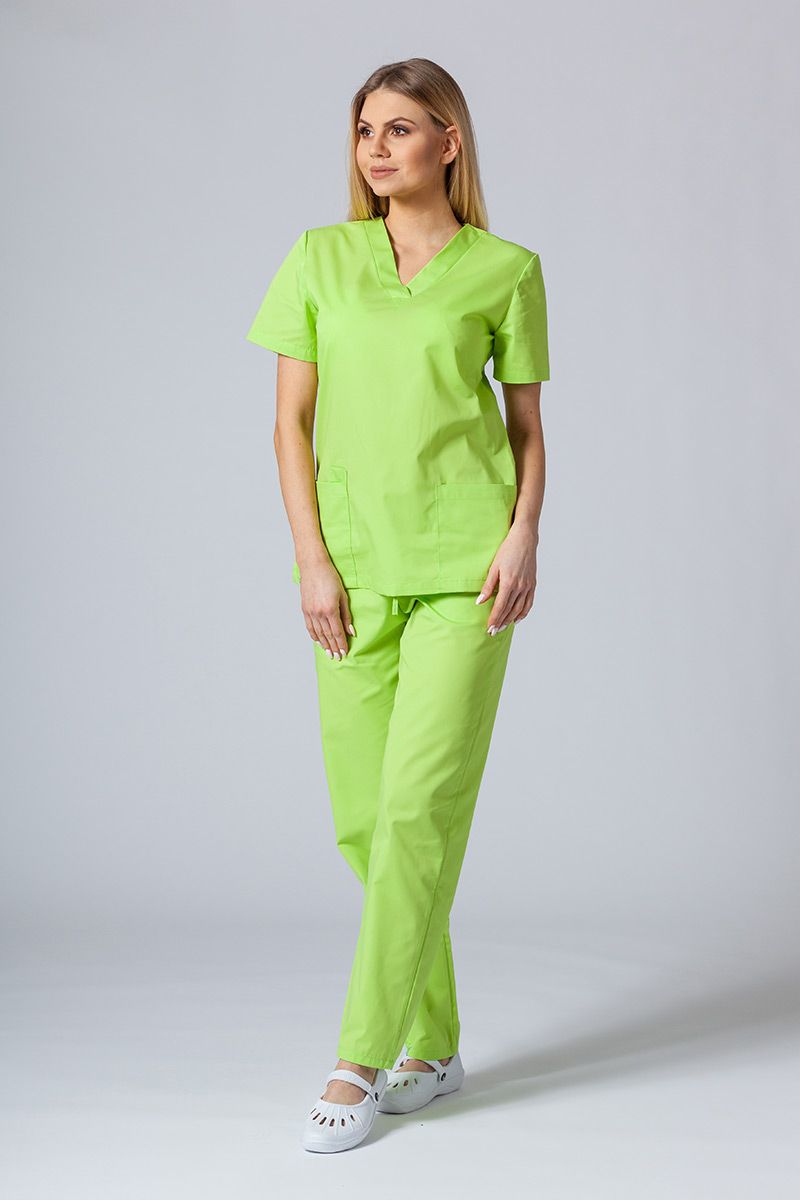 Women’s Sunrise Uniforms Basic Classic scrubs set (Light top, Regular trousers) lime