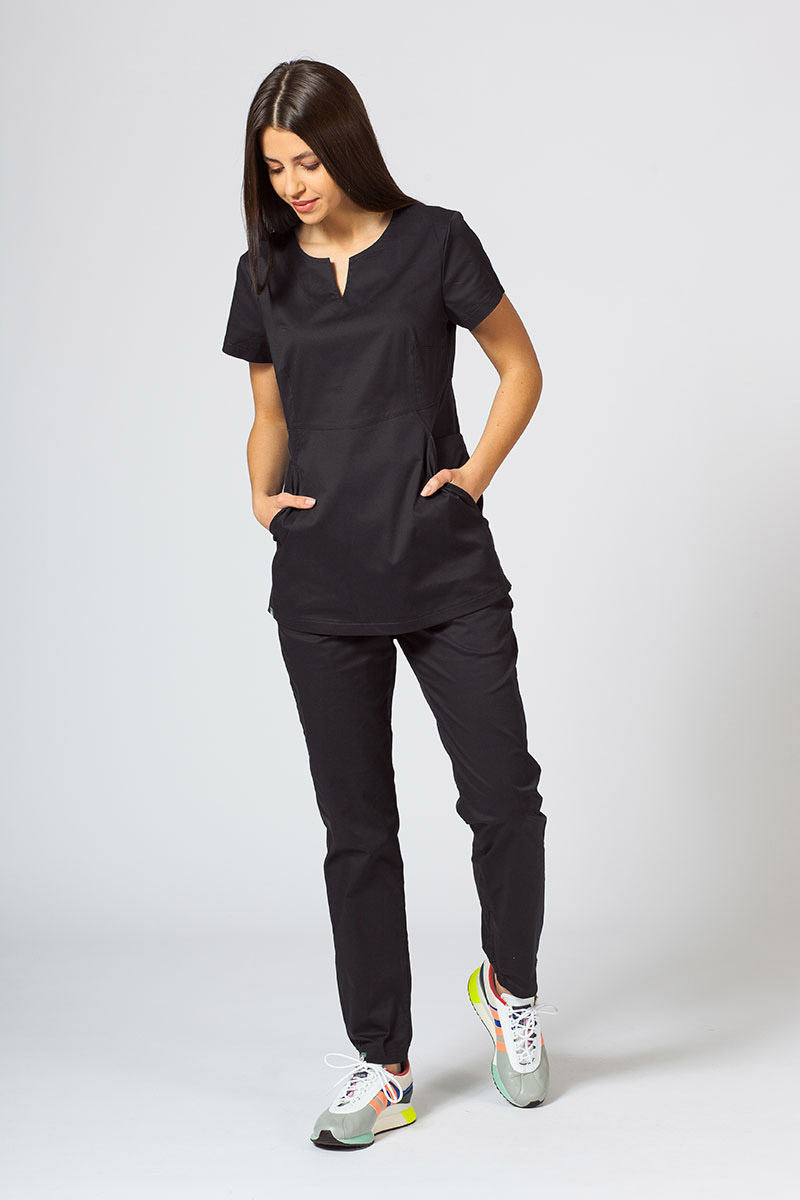 Women’s Sunrise Uniforms scrubs set (Kangaroo top, Loose trousers) black