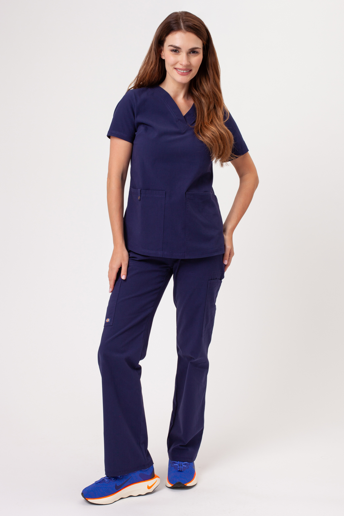 Women's Dickies Forge V-neck scrubs set navy