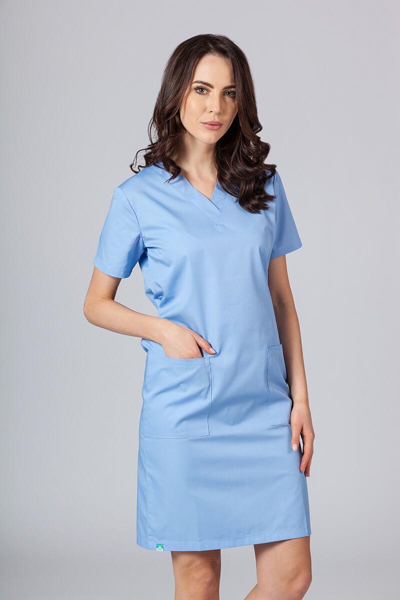 Women’s Sunrise Uniforms straight scrub dress ceil blue