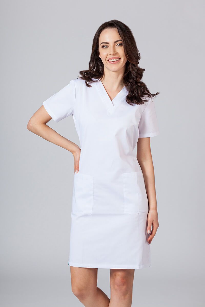 Women’s Sunrise Uniforms straight scrub dress white