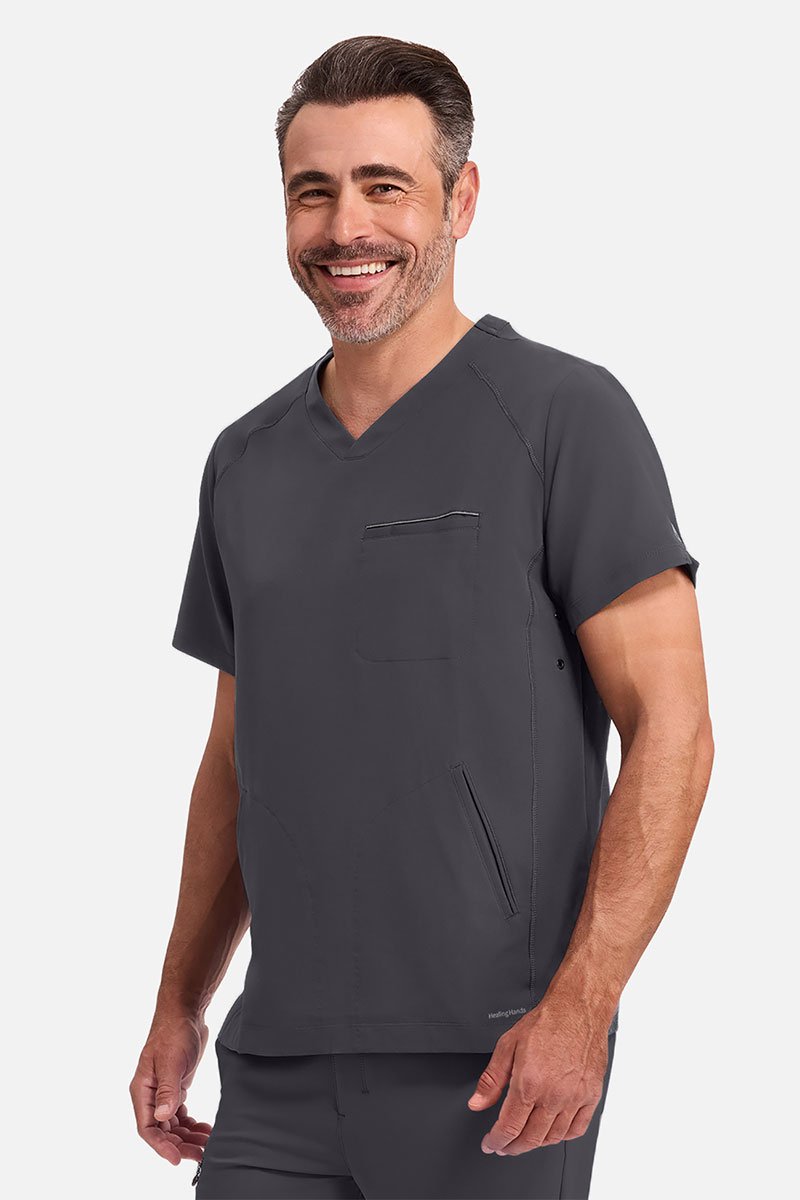Men's Healing Hands Steven scrub top pewter