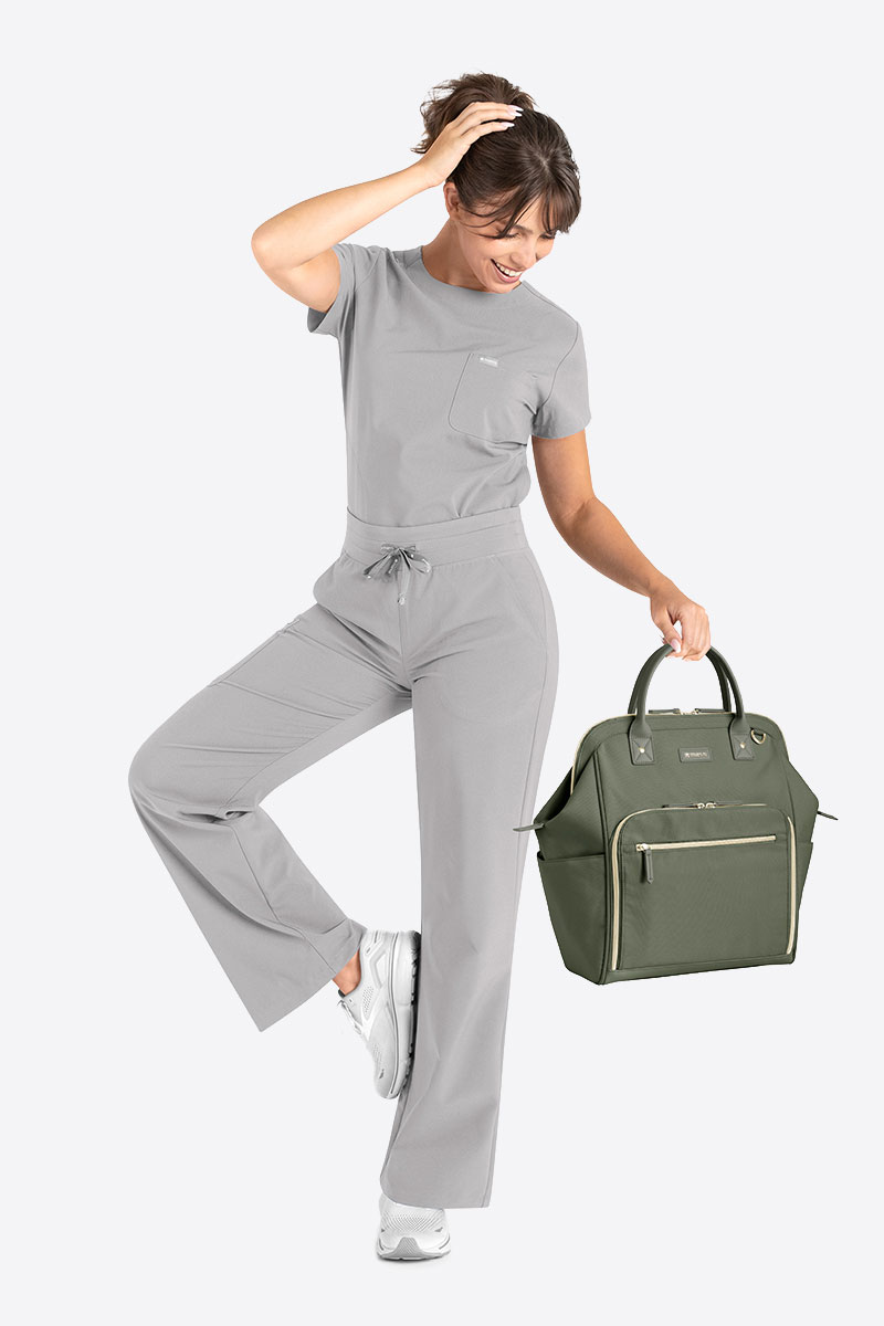Women's Maevn Momentum Round scrubs set quiet grey