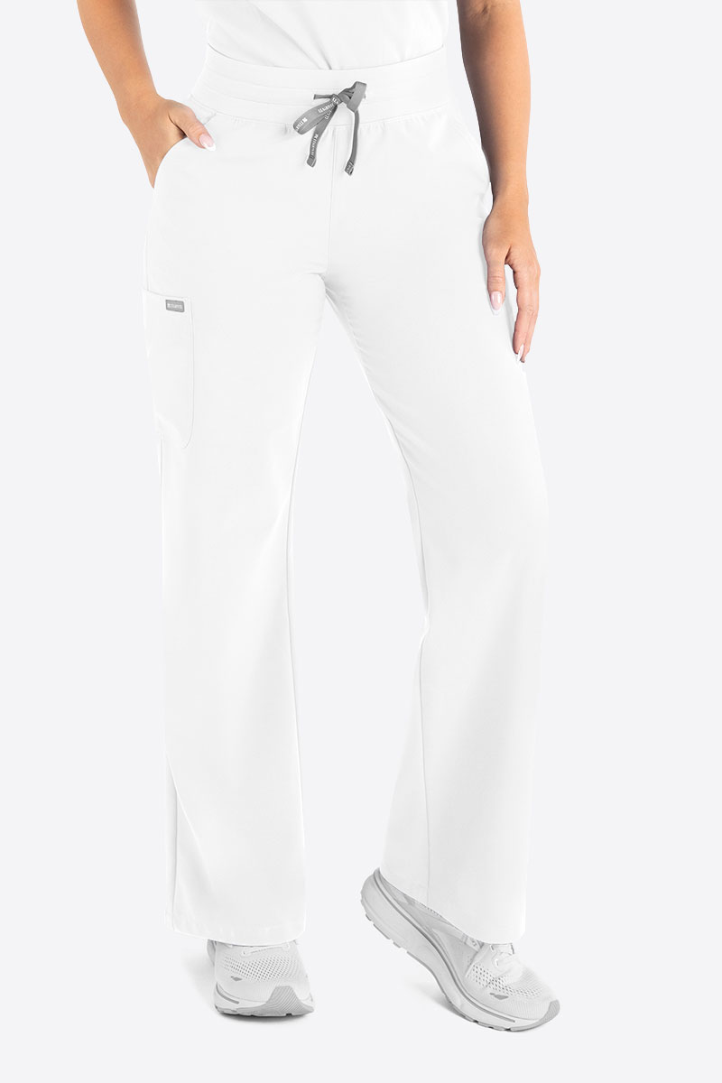 Women's Maevn Momentum Wide Leg scrub trousers white