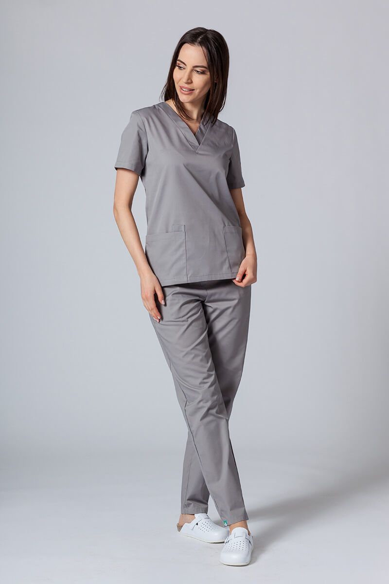 Women’s Sunrise Uniforms Basic Classic scrubs set (Light top, Regular trousers) pewter