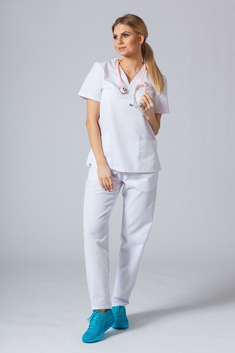 Women’s Sunrise Uniforms Basic Classic scrubs set (Light top, Regular trousers) white