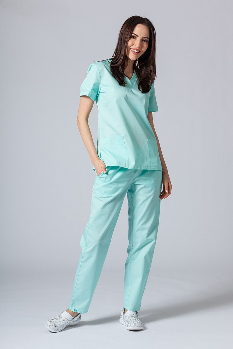Women’s Sunrise Uniforms Basic Classic scrubs set (Light top, Regular trousers) mint