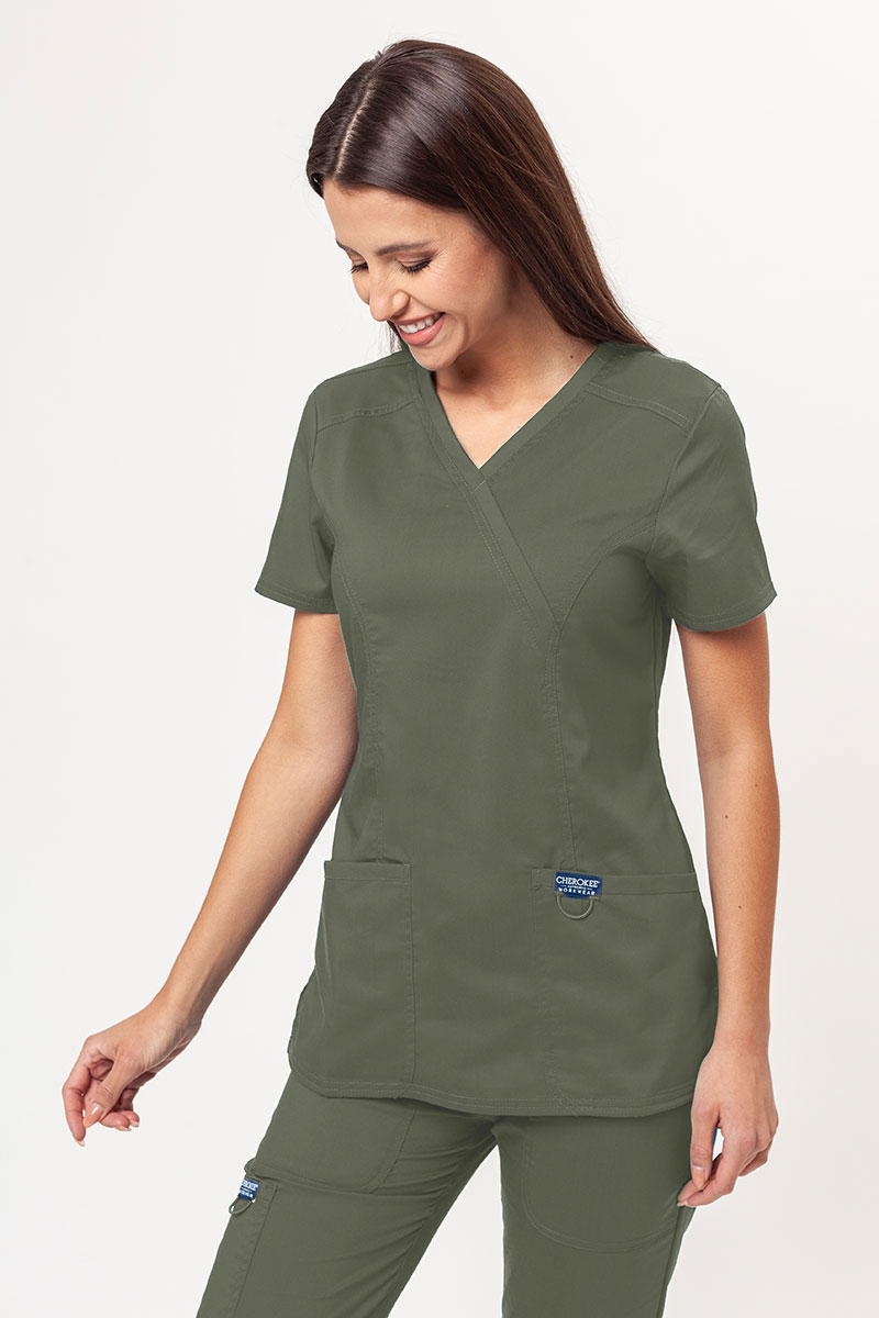Women’s Cherokee Revolution Mock scrub top olive