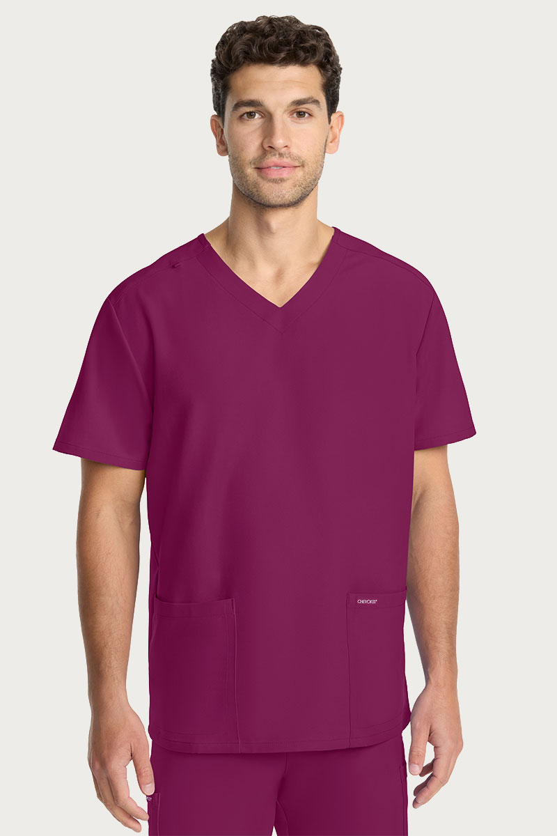 Men's Cherokee Ultra V-neck Scrub top wine