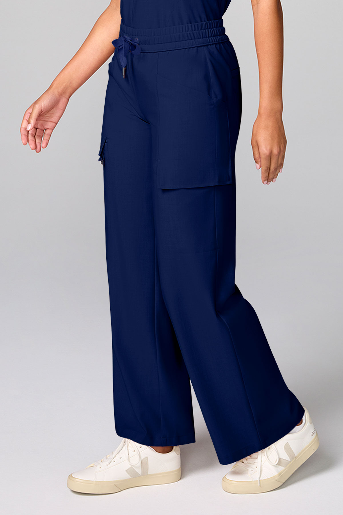 Women's Petite Healing Hands Wide Leg scrub trousers navy