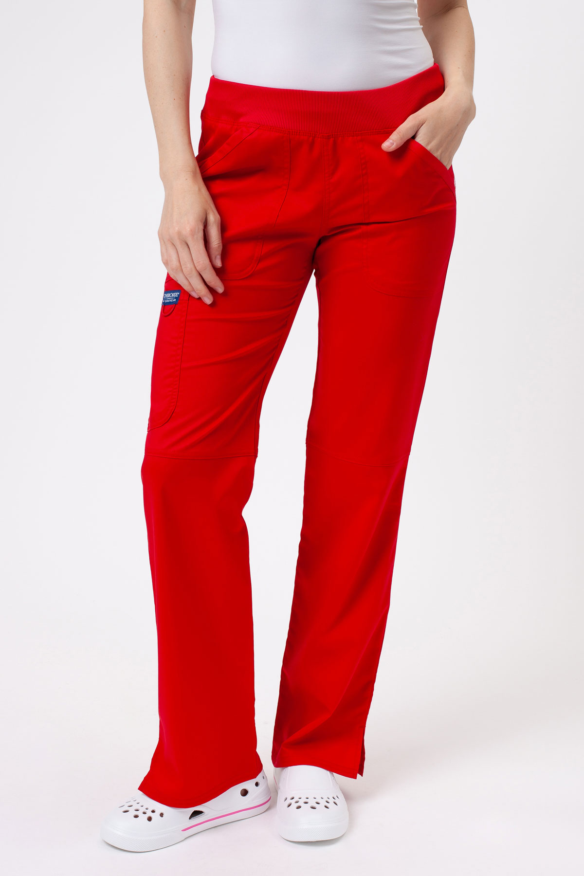 Women’s Cherokee Revolution Straight Leg scrub trousers red