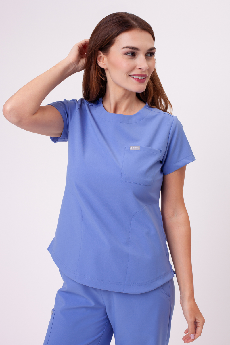 Women's Maevn Momentum Round Neck scrub top ciel blue