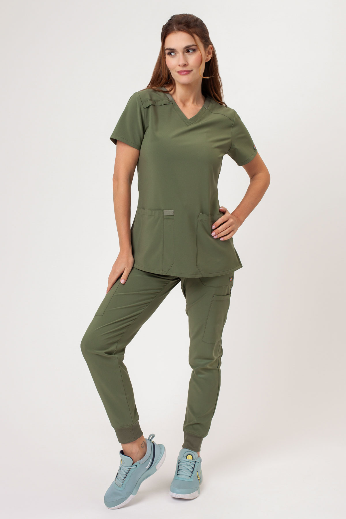 Women's Dickies EDS Essentials Jogger scrubs set olive