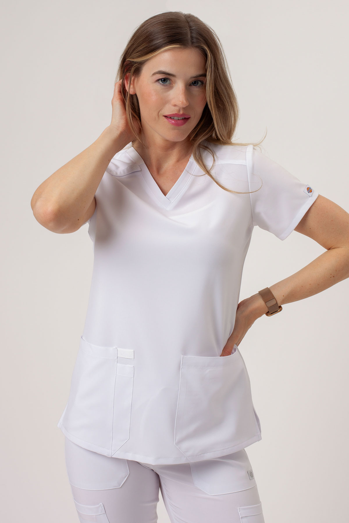 Women’s Dickies EDS Essentials V-neck scrub top white