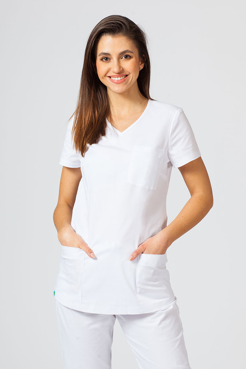 Women’s Sunrise Uniforms Active Fit scrub top white