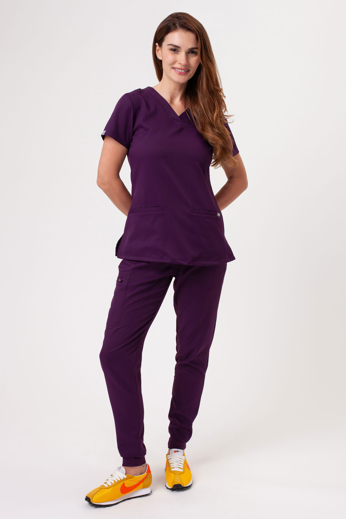 Women's Sunrise Lite Fit jogger scrub set eggplant